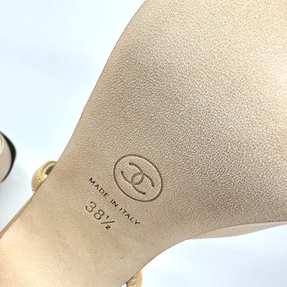 CHANEL SLINGBACK CAP TOE HEELS BEIGE - Picture 7 of 12